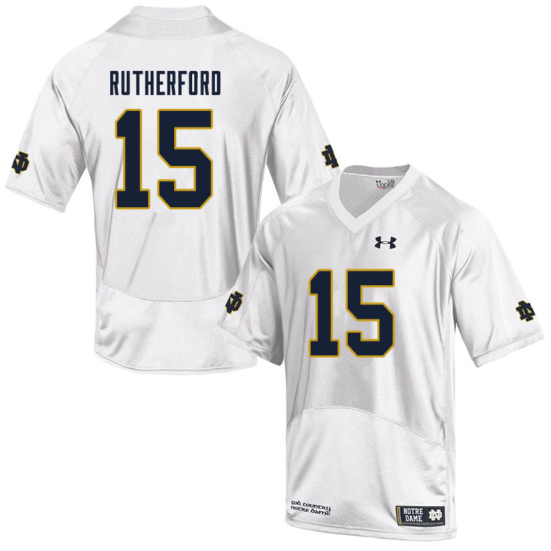 Men's NCAA Notre Dame Fighting Irish #15 Isaiah Rutherford Stitched College Under Armour Authentic White Football Jersey BS10X36VI